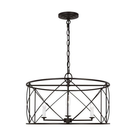 Visual Comfort & Co. Studio Beatrix 60W 4-Light Candelabra E-12 Outdoor Pendant in Aged Iron