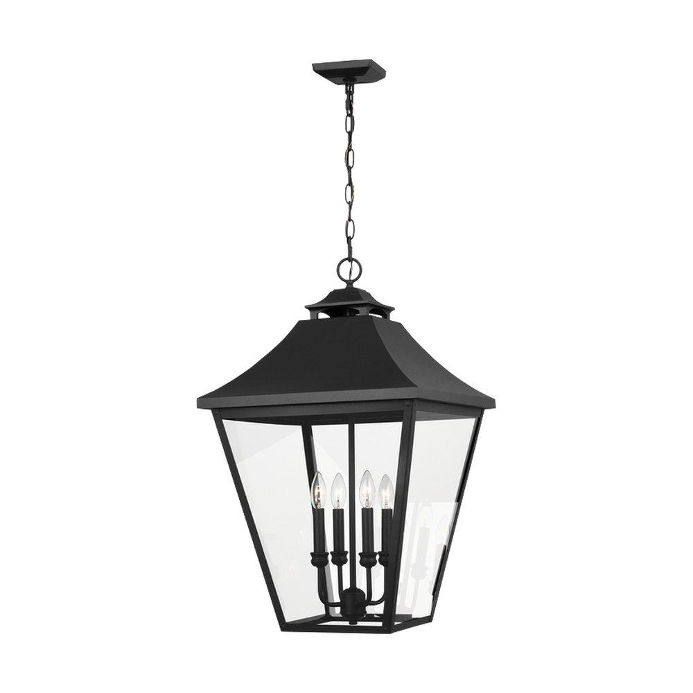 Visual Comfort & Co. Studio Galena 60W 4-Light Candelabra E-12 Outdoor Pendant in Textured Black