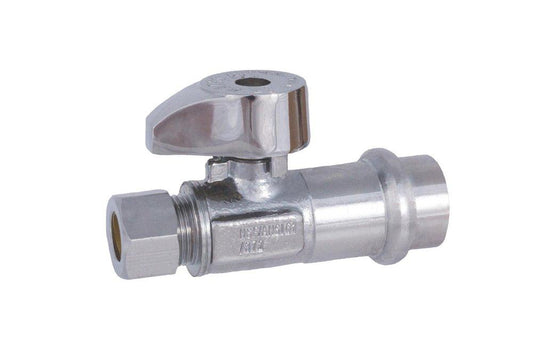 1/2 x 3/8 in. Press x Compression Quarter Turn Straight Supply Stop Valve in Chrome