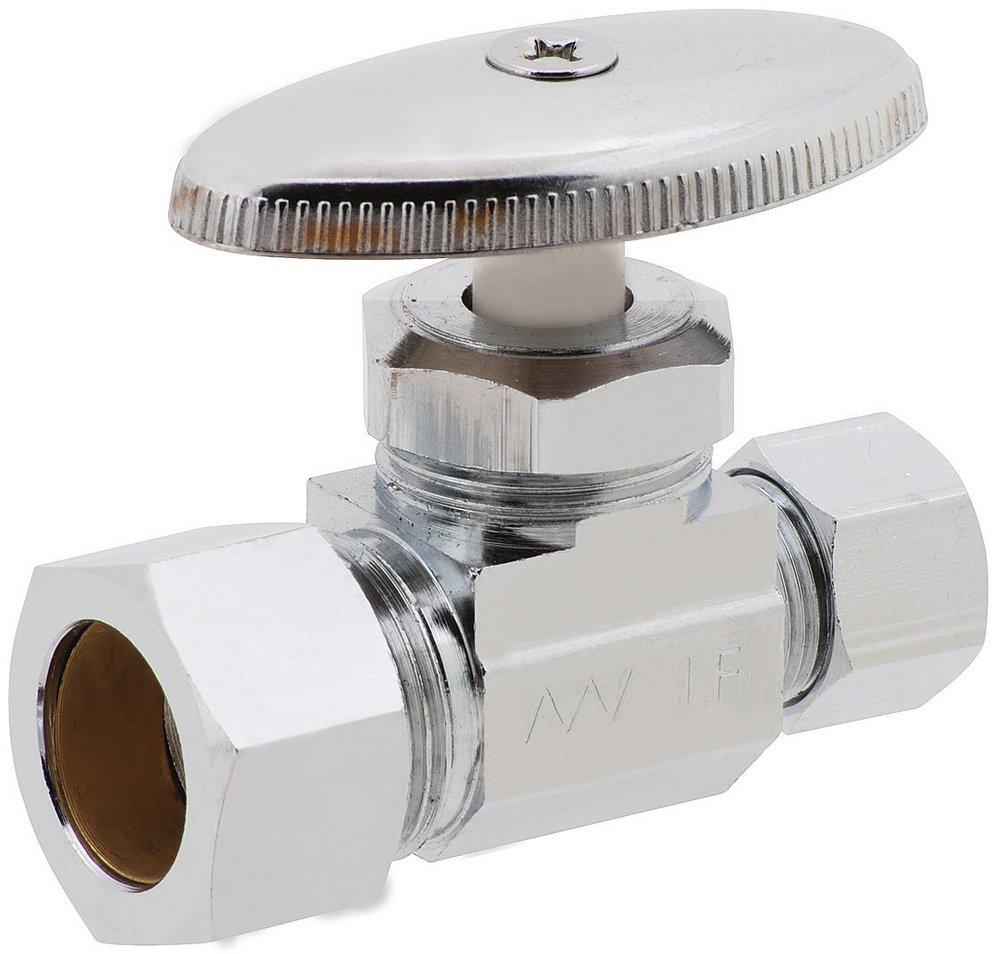 5/8 x 3/8 in. Compression Quarter Turn Straight Supply Stop Valve in Chrome
