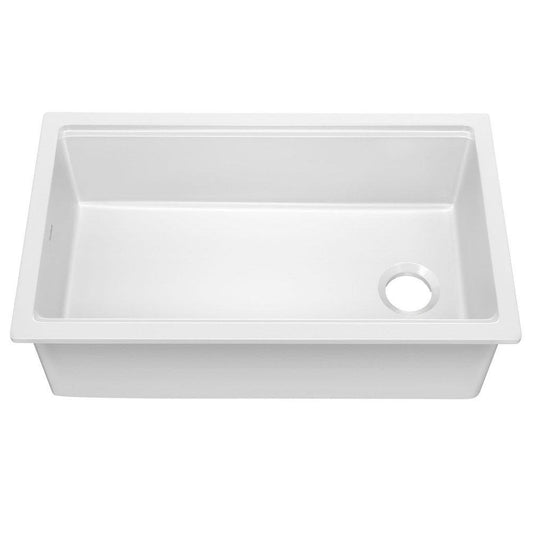 Kraus USA Turino 33-1/8 x 19-1/2 in. No Hole Fireclay Single Bowl Dual Mount Kitchen Sink in Glossy White
