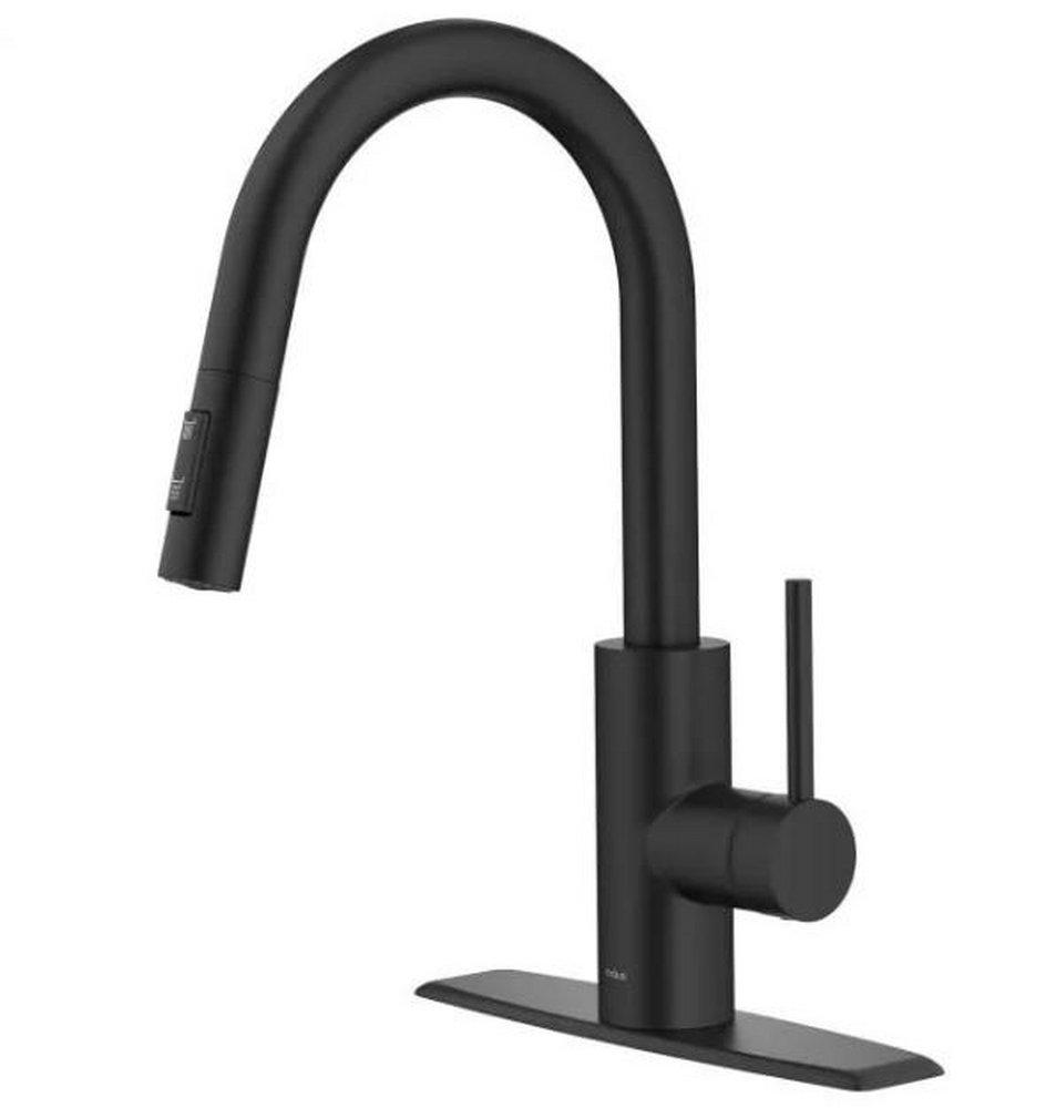 Kraus USA Oletto Single Handle Pull Down Kitchen Faucet in Matte Black