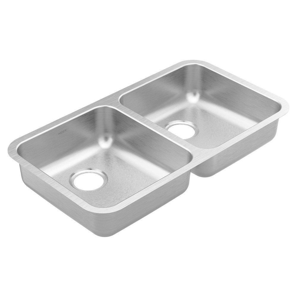 Moen 2000 Series 32-3/8 in. Undermount Stainless Steel Double Bowl Kitchen Sink in Brushed Stainless Steel