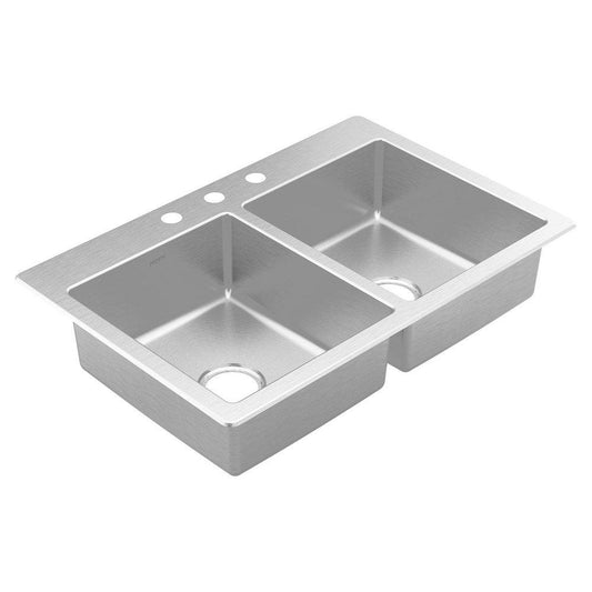 Moen 2000 Series 33 in. Undermount Stainless Steel Double Bowl Kitchen Sink in Brushed Stainless Steel