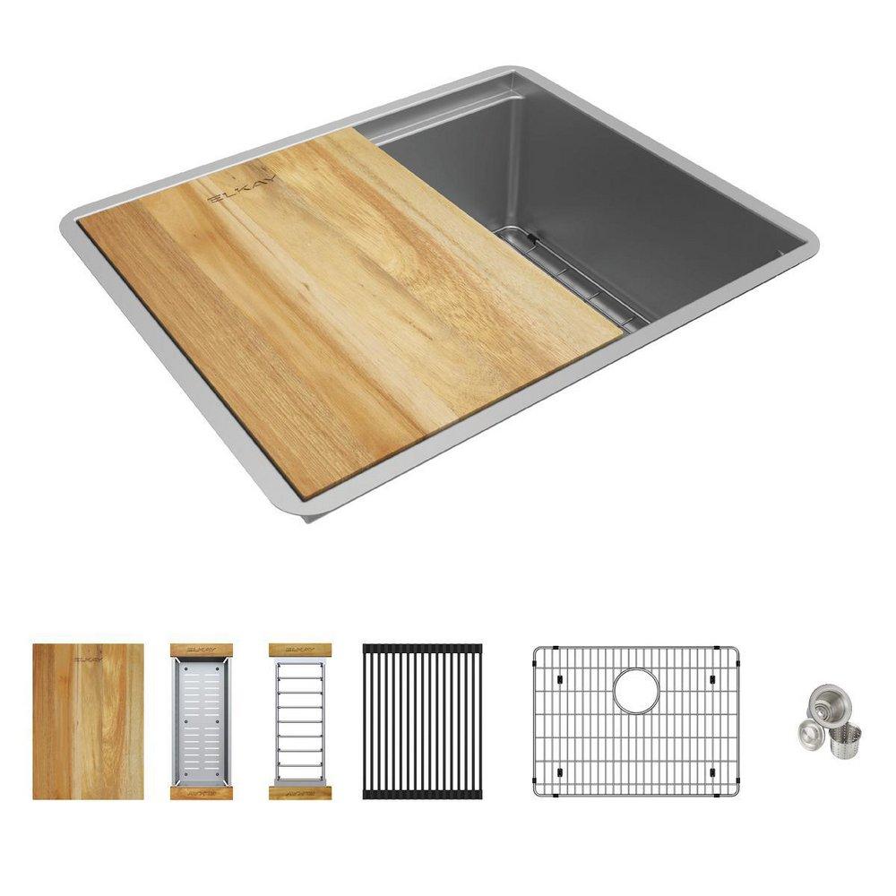Elkay Crosstown 22-1/2 in. Undermount Stainless Steel Single Bowl Workstation Kitchen Sink