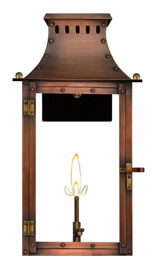 The Coppersmith Market Street 16in. Tall Copper Natural Gas Outdoor Wall Sconce in Antique Copper