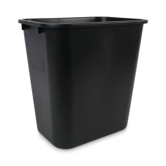 15 in. 28 qt Plastic Waste Container and Container in Black
