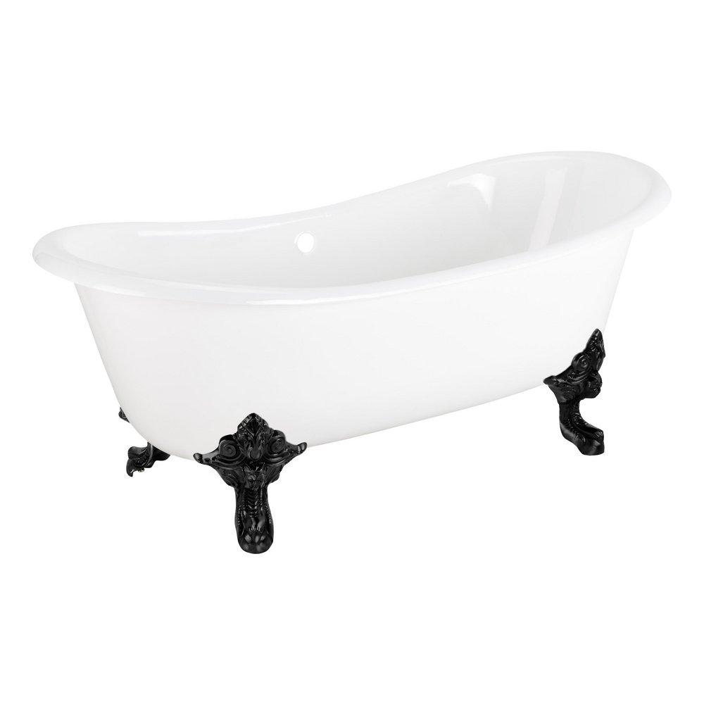 Signature Hardware Lena 67 x 30-11/16 in. Freestanding Clawfoot Bathtub with Center Drain in White