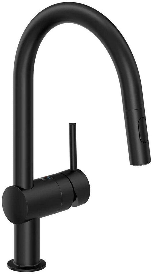 GROHE Minta Single Handle Pull Down Kitchen Faucet in Matte Black