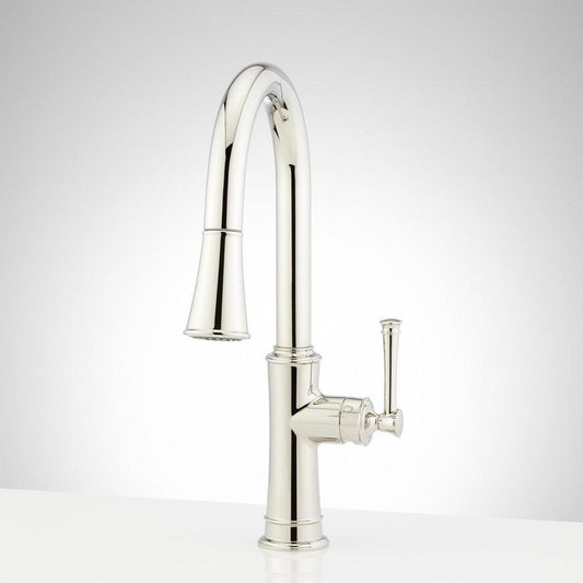 Signature Hardware Beasley Single Handle Pull Down Kitchen Faucet in Polished Nickel