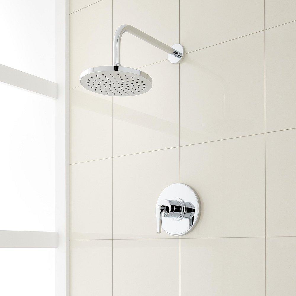 Signature Hardware Drea Pressure Balanced Shower System in Chrome with Shower Head, Shower Arm, and Valve Trim