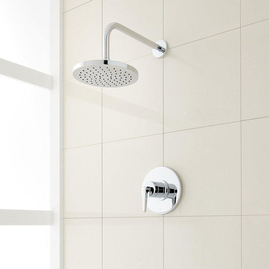 Signature Hardware Drea Pressure Balanced Shower System in Chrome with Shower Head, Shower Arm, and Valve Trim