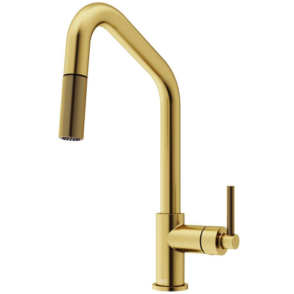 VIGO Utopia Single Handle Pull Down Kitchen Faucet in Matte Brushed Gold