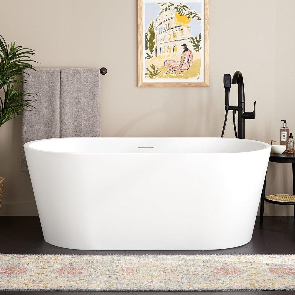 Signature Hardware Eden 63 x 31-1/2 in. Freestanding Bathtub with Center Drain in Matte White