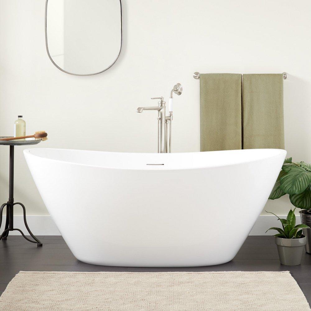 Signature Hardware Treece 66 x 30-3/4 in. Freestanding Bathtub with Center Drain in White