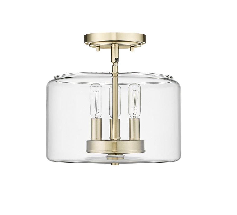 Millennium Lighting Asheville 3-Light Semi-Flush Mount Ceiling Light in Modern Gold