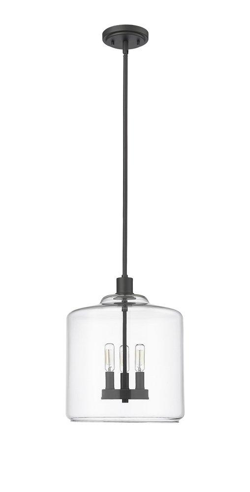 Millennium Lighting Asheville 180W 3Lights E12 Candelabra Pendant in Matte Black / Clear Glass