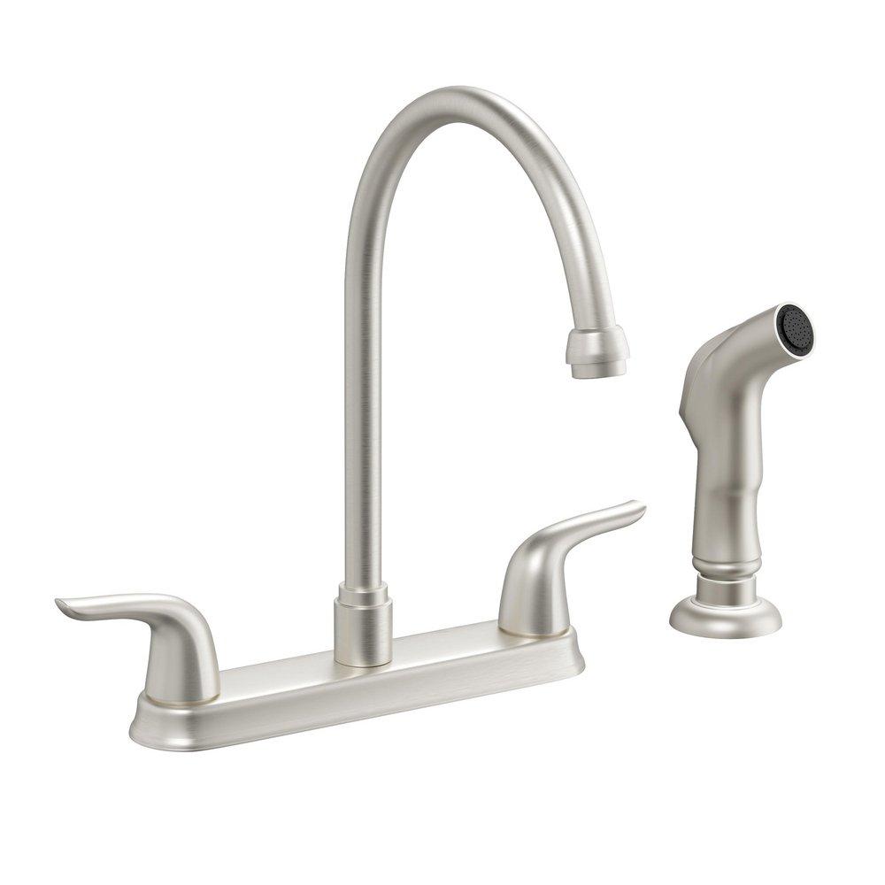 Two Handle Kitchen Faucet with Side Spray in Brushed Nickel