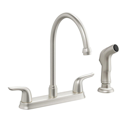 Two Handle Kitchen Faucet with Side Spray in Brushed Nickel