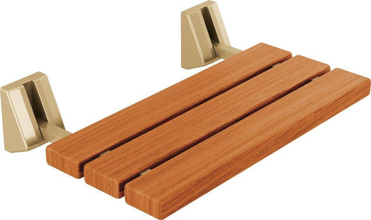 Delta Faucet Universal Showering Tilt-Up Wood Shower Seat with Mounting Brackets in Champagne Bronze