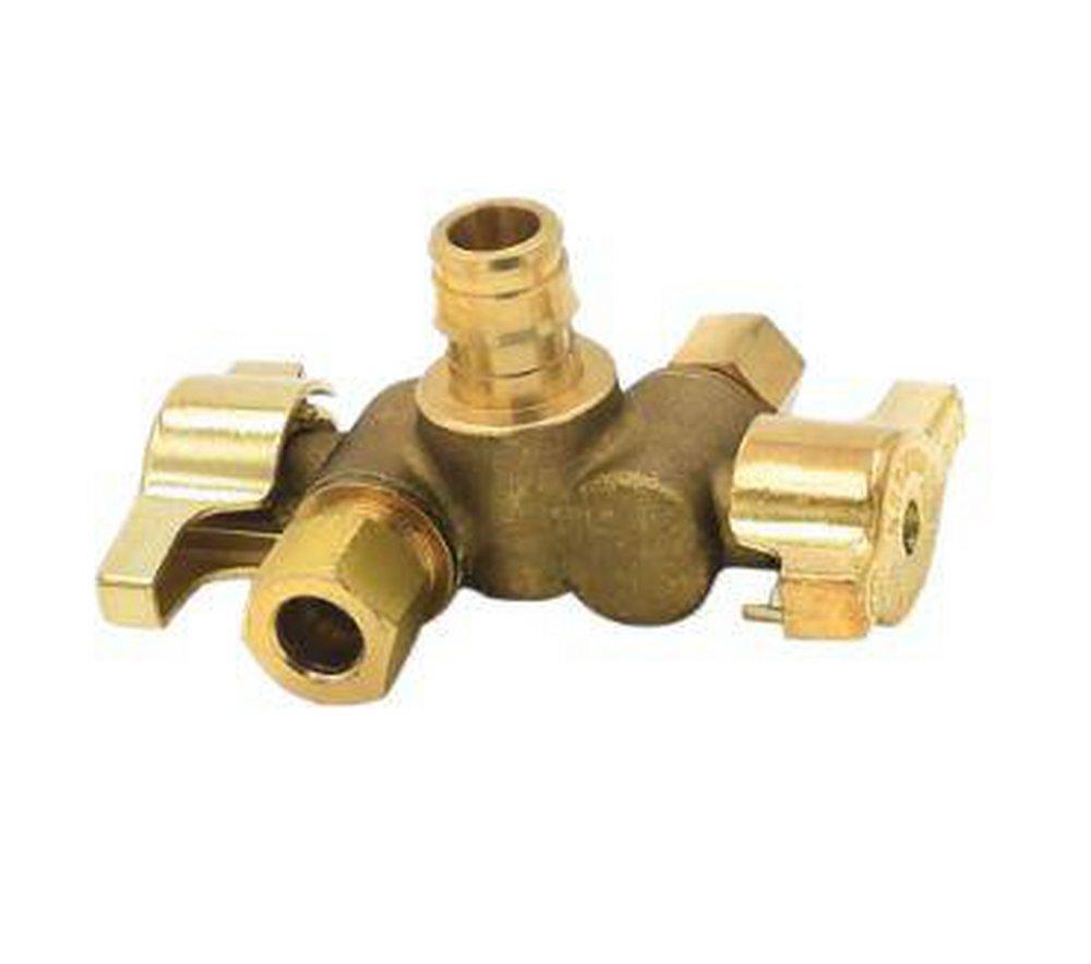 LegendPress T-598NL 1/2 x 3/8 x 3/8 in. Barbed x OD Tube x OD Tube Quarter Turn Angle Supply Stop Valve