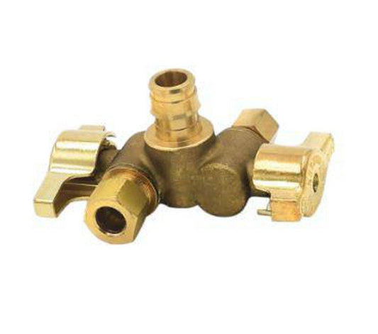 LegendPress T-598NL 1/2 x 3/8 x 3/8 in. Barbed x OD Tube x OD Tube Quarter Turn Angle Supply Stop Valve