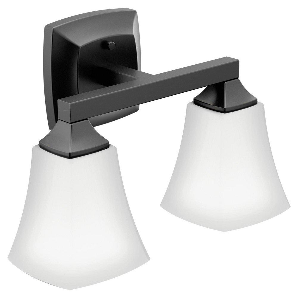 Moen Voss 18.5in. 200W 2-Lights E26 Medium Vanity Fixture in Matte Black