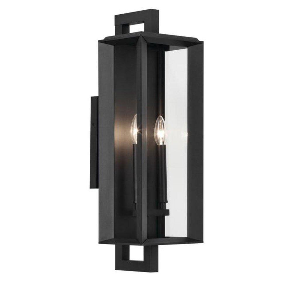 Kichler Lighting Kroft 120W 2?Light 24in. Outdoor Wall Sconce in Textured Black / Clear Glass