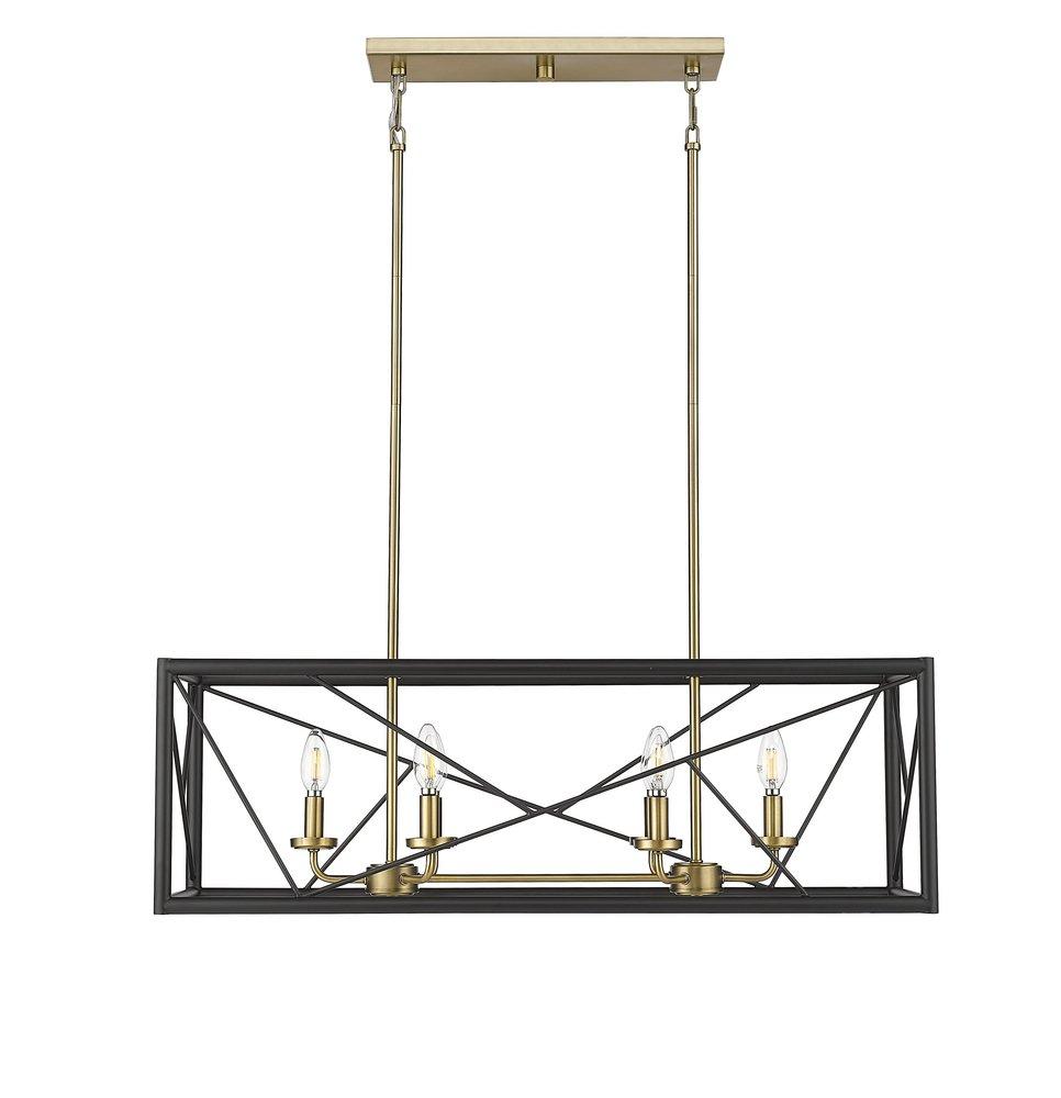 Millennium Lighting Surrey 360W6-LightsB10 Candelabra–Linear PendantinMatte Black / Vintage Brass