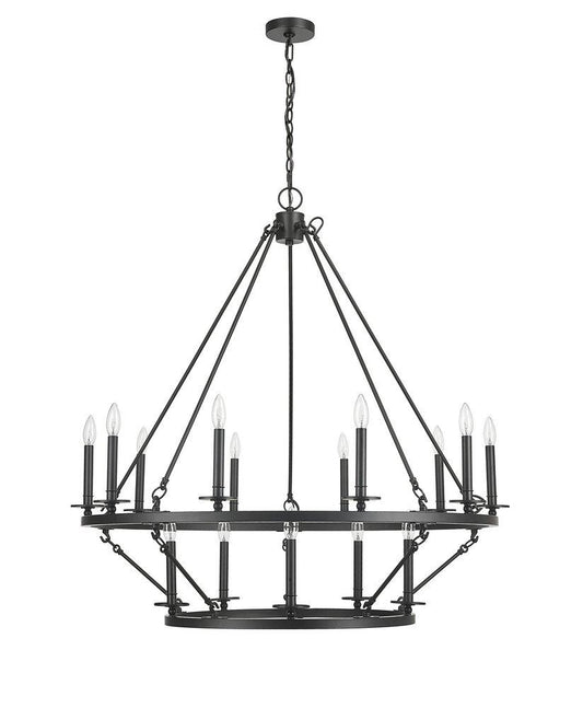 Millennium Lighting Florence 90W 15-Lights Candelabra (E26) Chandelier in Matte Black