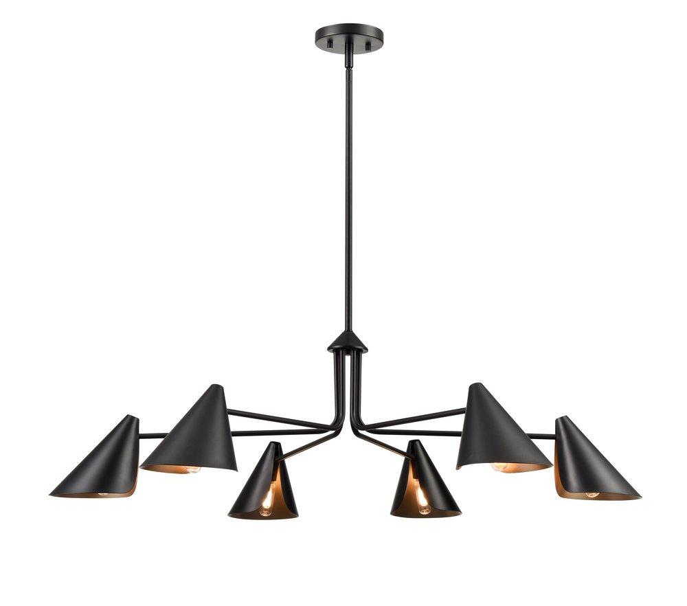 Millennium Lighting Warhol 41 in. 6?Light Chandelier in Matte Black (Industrial Style)