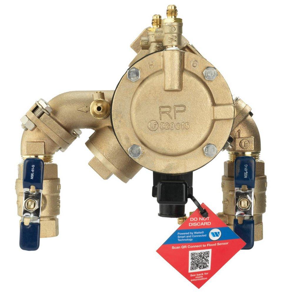 FEBCO Series LF825Y 1 in Copper Silicon Alloy Flanged Reduced Pressure Zone Assembly with Quarter-Turn Ball Valves, Flood Sensor, Strainer and Test Cocks