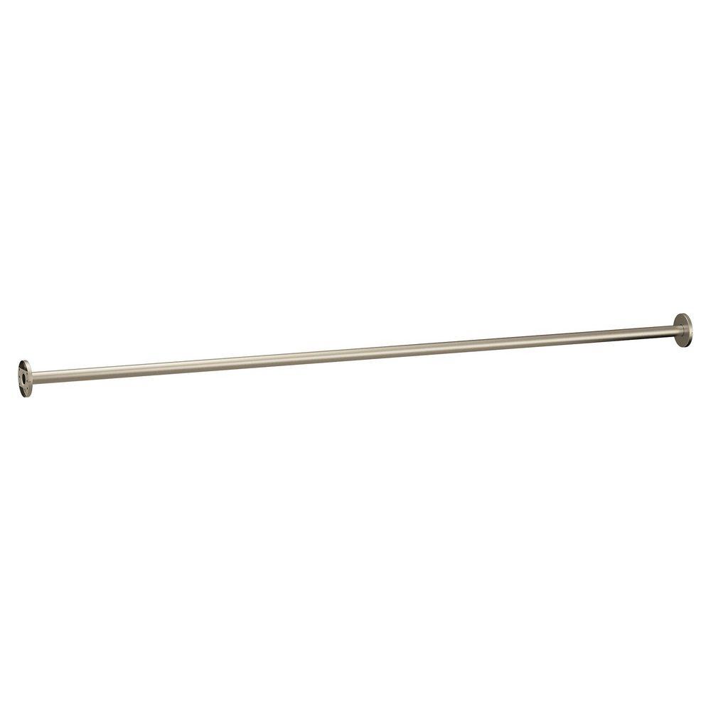 5 ft. Straight Fixed Shower Rod in Brushed Nickel