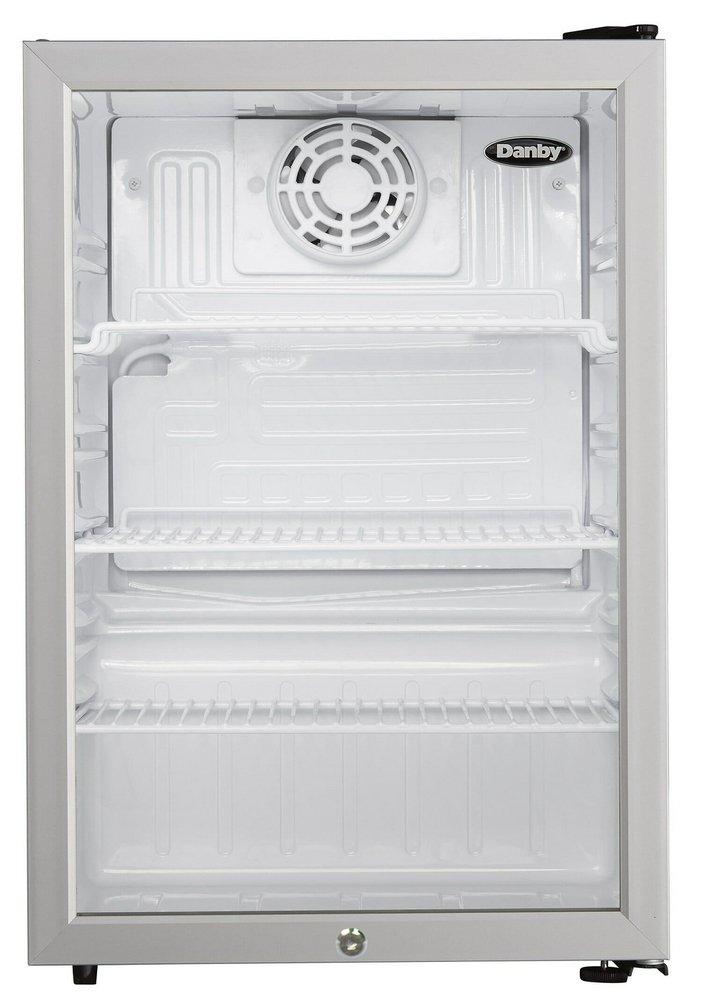 2.6 cu. ft. Compact Glass Door Fridge in Platinum