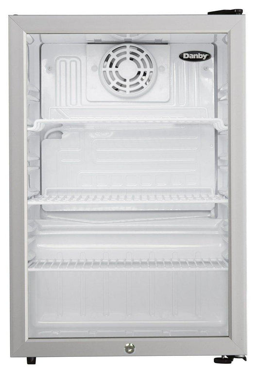 2.6 cu. ft. Compact Glass Door Fridge in Platinum
