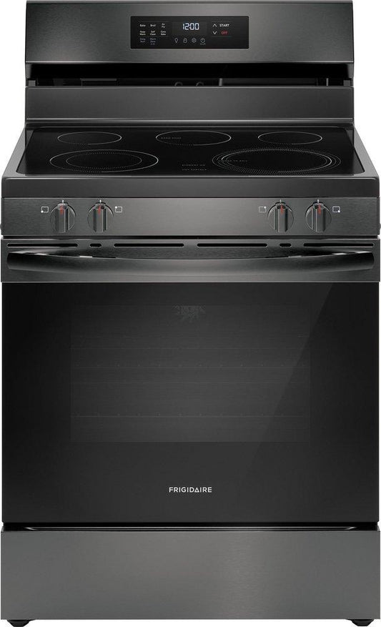 30 in. 5-Burner Electric Freestanding Range with Air Fry in Black Stainless Steel