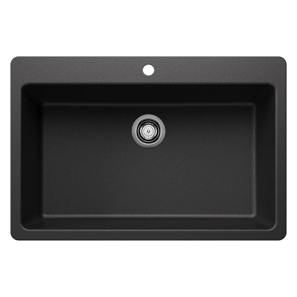 BLANCO Liven 33 in. Dual Mount Silgranit Single Bowl Kitchen Sink in Anthracite