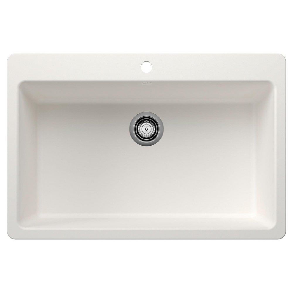 BLANCO Liven 33 in. Dual Mount Silgranit Single Bowl Kitchen Sink in White