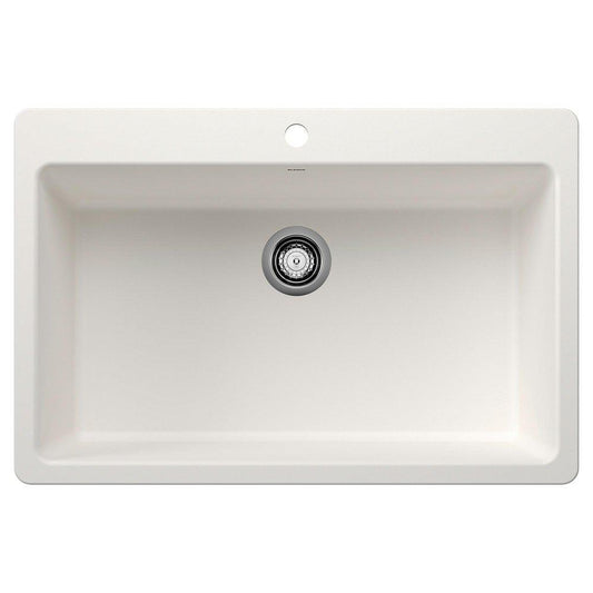 BLANCO Liven 33 in. Dual Mount Silgranit Single Bowl Kitchen Sink in White