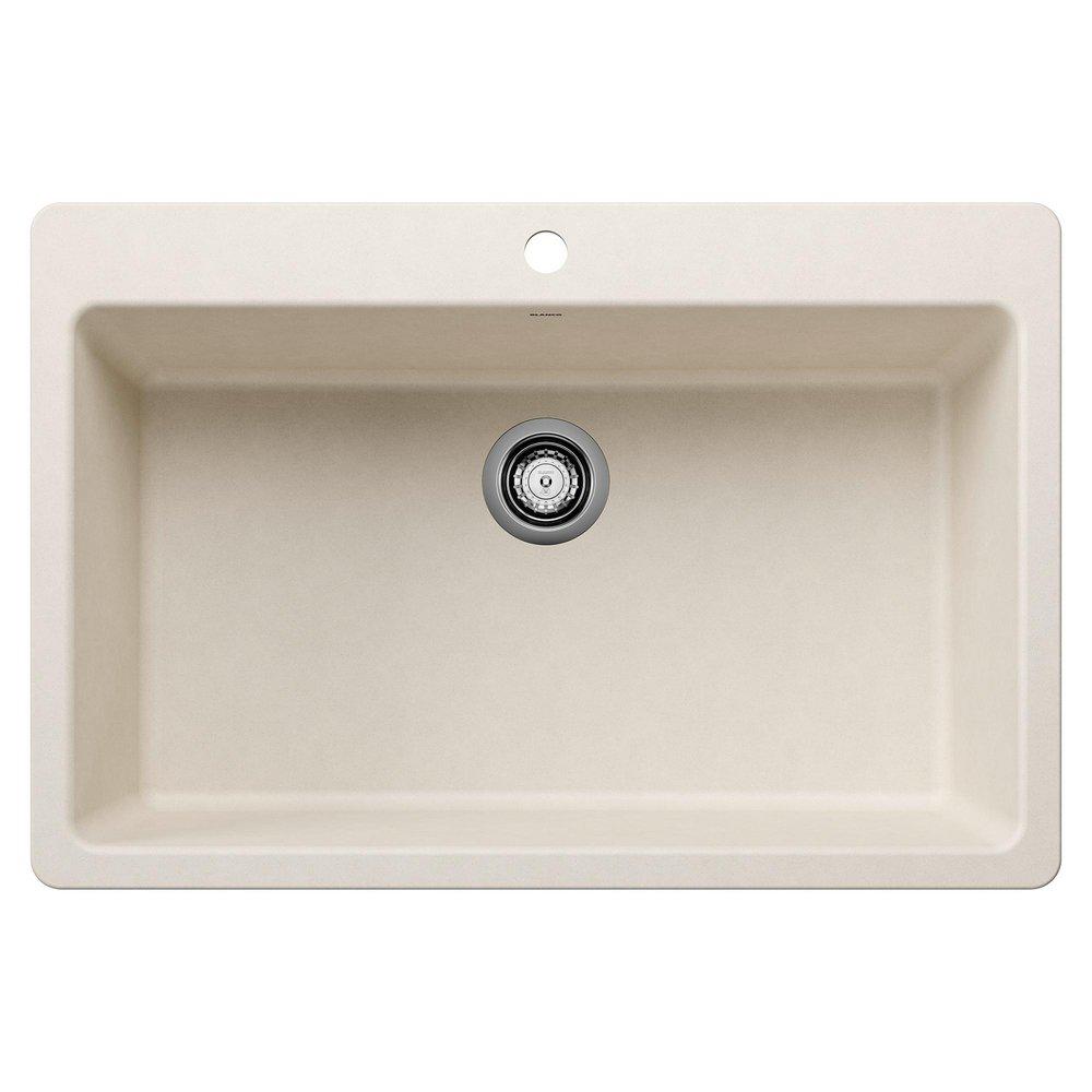 BLANCO Liven 33 in. Dual Mount Silgranit Single Bowl Kitchen Sink in Soft White