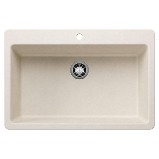 BLANCO Liven 33 in. Dual Mount Silgranit Single Bowl Kitchen Sink in Soft White