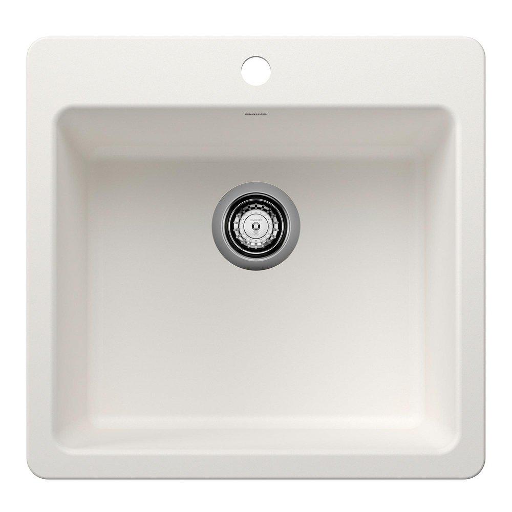 BLANCO Liven 21 in. Dual Mount Silgranit Single Bowl Kitchen Sink in White