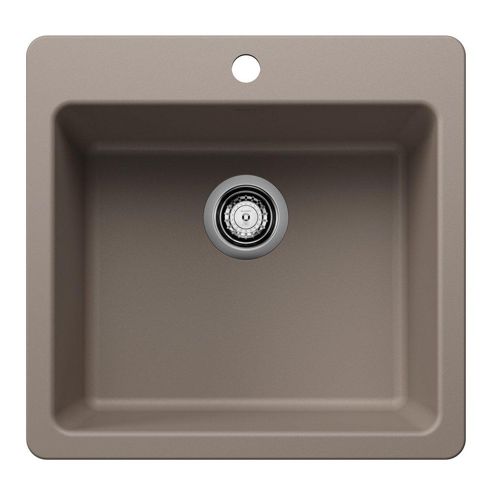 BLANCO Liven 21 in. Dual Mount Silgranit Single Bowl Kitchen Sink in Truffle