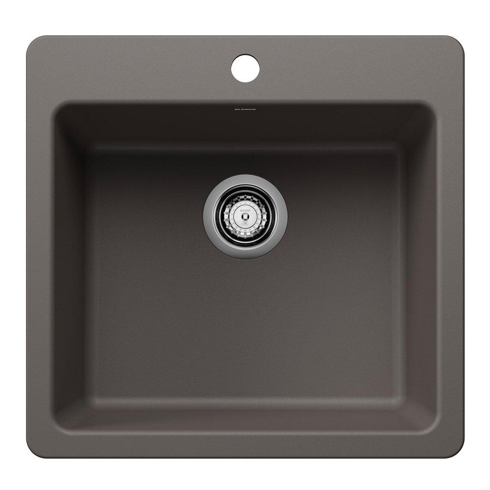 BLANCO Liven 21 in. Dual Mount Silgranit Single Bowl Kitchen Sink in Volcano Gray