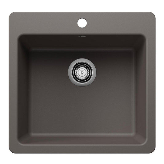 BLANCO Liven 21 in. Dual Mount Silgranit Single Bowl Kitchen Sink in Volcano Gray