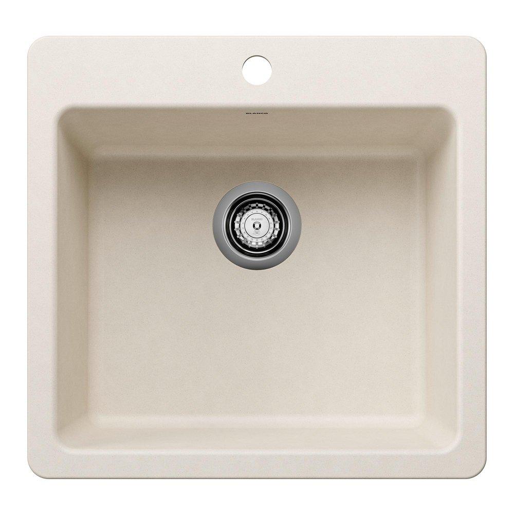 BLANCO Liven 21 in. Dual Mount Silgranit Single Bowl Kitchen Sink in Soft White