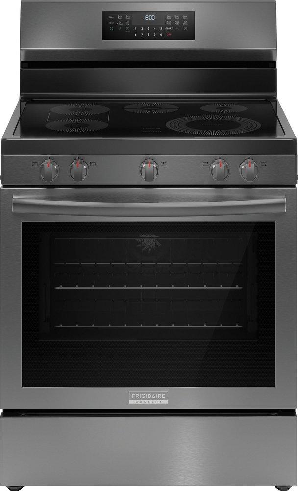 30 in. 5-Burner Electric Freestanding Range with No Preheat and Air Fry in Black Stainless Steel