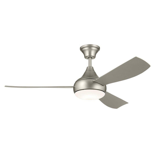 Kichler Lighting Ample 54 in. Dual?Mount Damp?Rated LED Ceiling Fan, Brushed Nickel with Silver Blades,