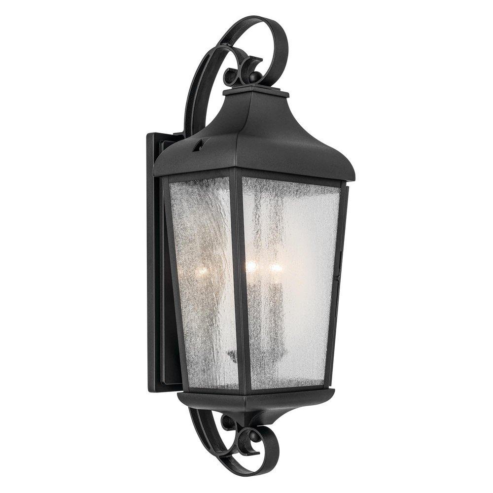 Kichler Lighting Forestdale 3?Light Traditional Outdoor Wall Lantern 12in. in Textured Black