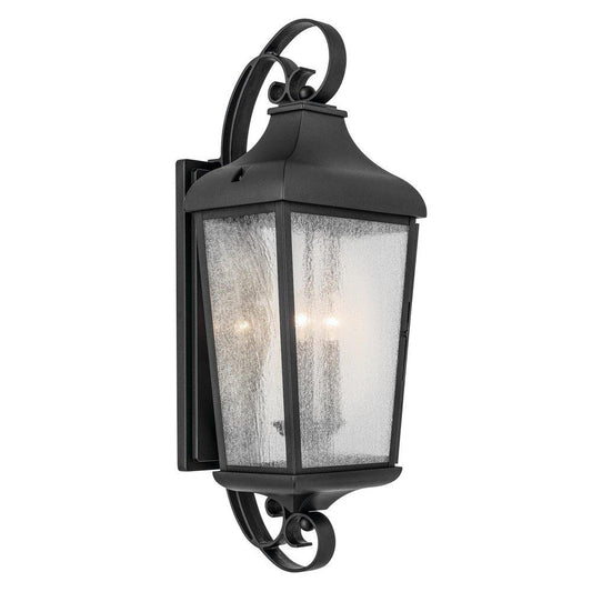 Kichler Lighting Forestdale 3?Light Traditional Outdoor Wall Lantern 12in. in Textured Black